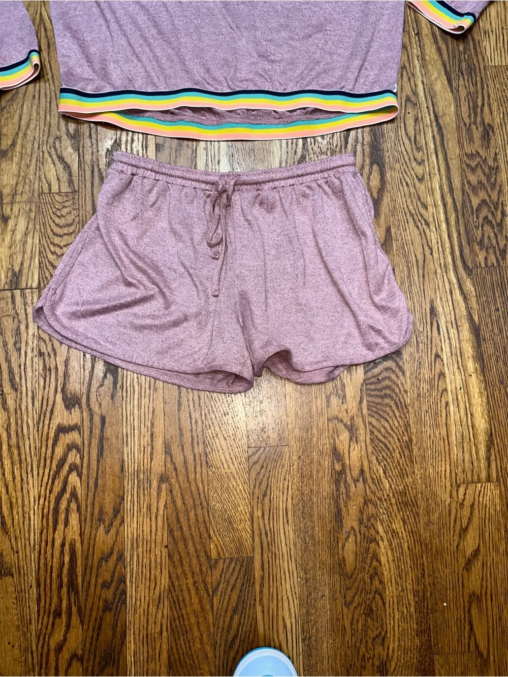 Lucky Brand 2-Piece Lounge Pajama Set Size Large Mauve Rainbow Trim